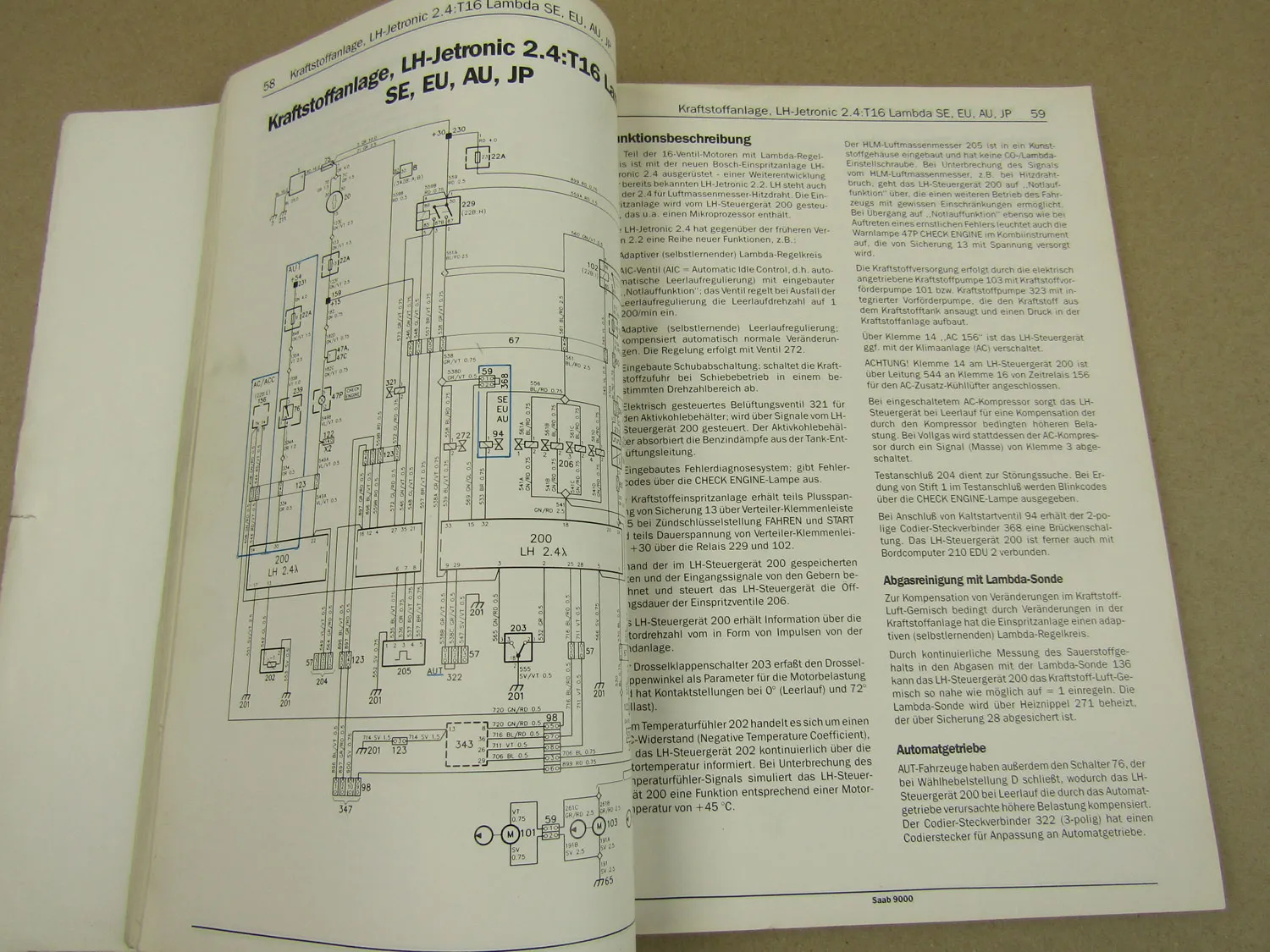Saab 9000 Werkstatthandbuch Elektrische Anlage Stromlaufpläne Funktion Störungen