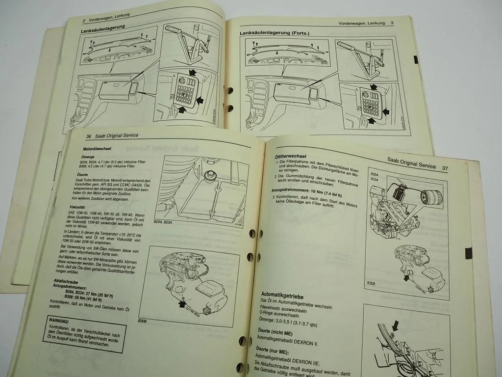 Saab 9000 YS3C ab1995 Neuheiten & Service Wartung Werkstatthandbuch