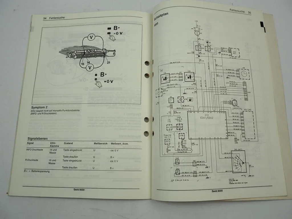 Saab 9000 YS3C Bordcomputer EDU Werkstatthandbuch Reparaturanleitung 1990 - 1992