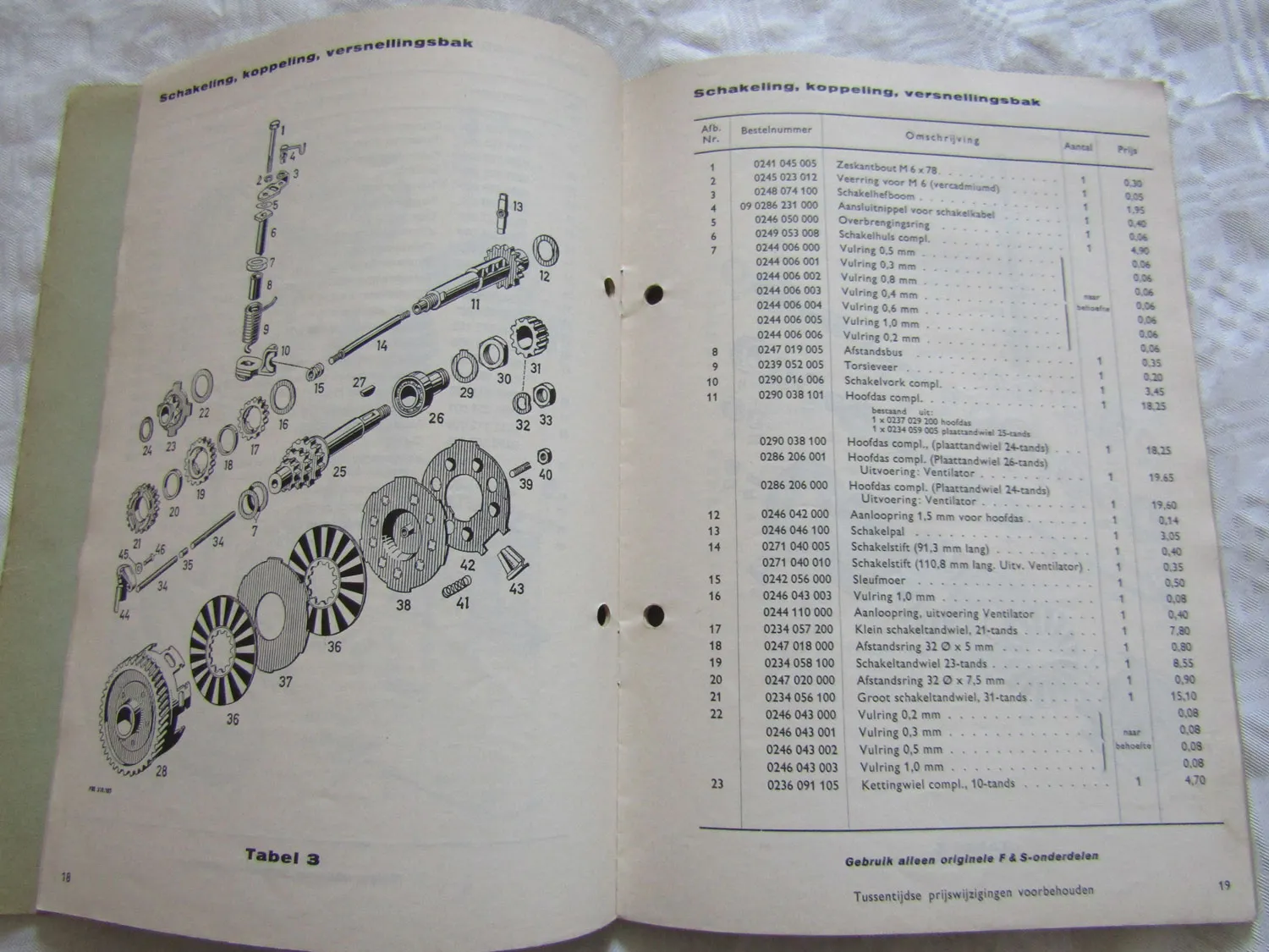 Sachs 50/3M Onderdelenlijst Catalogus Nr 316.6H/4 in niederländisch
