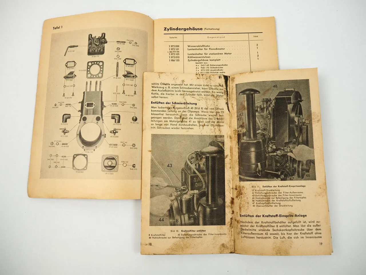 Sachs Diesel 500 Motor Betriebsanleitung Ersatzteilliste 1954/55