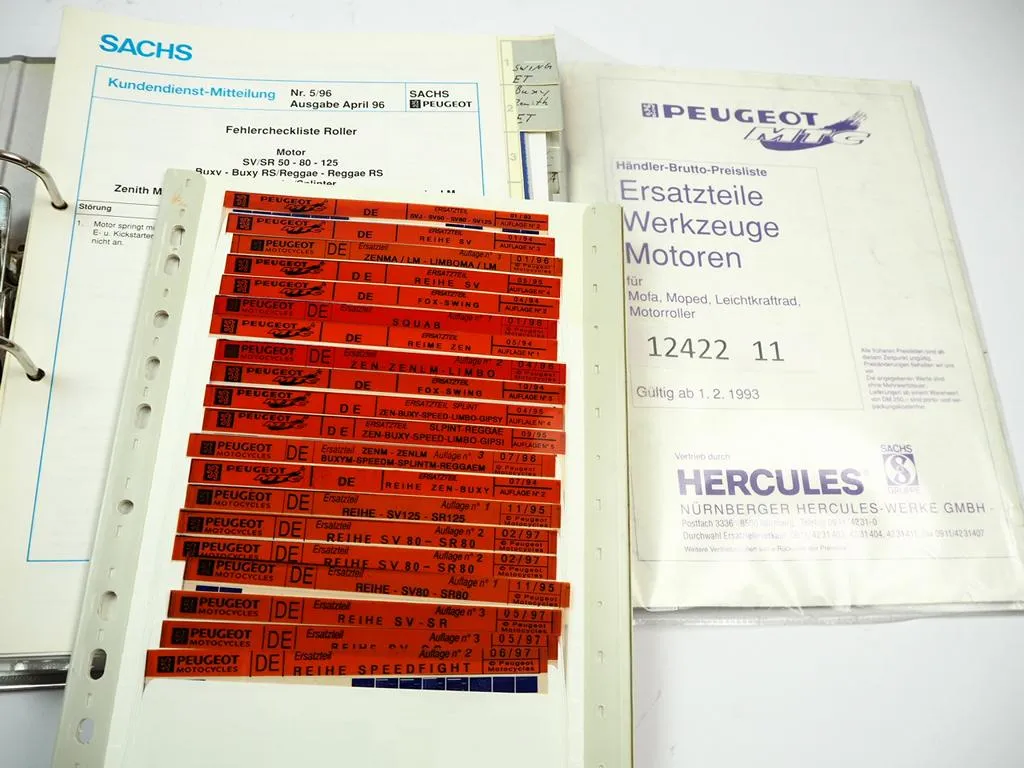 Sachs Peugeot MTC Mofa Roller Ersatzteillisten Technische Mitteilungen Schaltplan