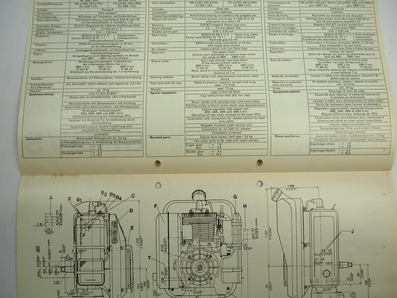 Sachs ST175 203 Stationärmotor Stationary Engine Typenblatt Technische Daten 74