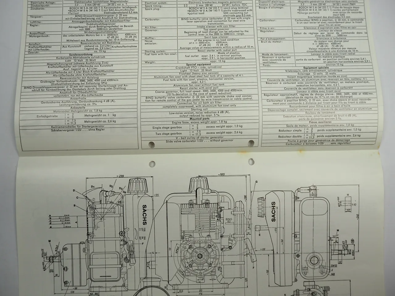 Sachs ST126 151 Stationärmotor Stationary Engine Typenblatt Technische Daten 78