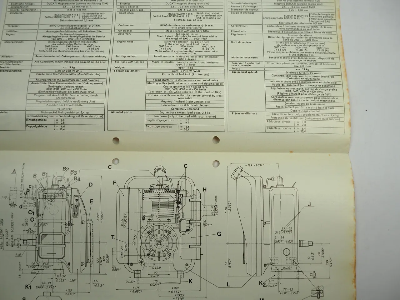 Sachs ST203 Stationärmotor Stationary Engine Typenblatt Technische Daten Maße 76