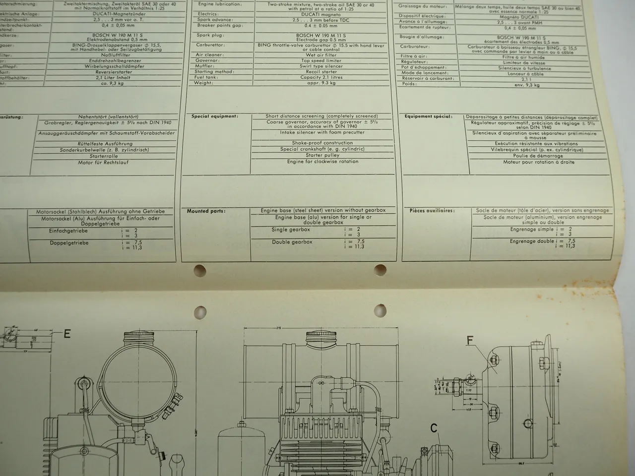 Sachs ST96 Stationär Motor Stationary Engine Typenblatt Technische Daten Maße 75