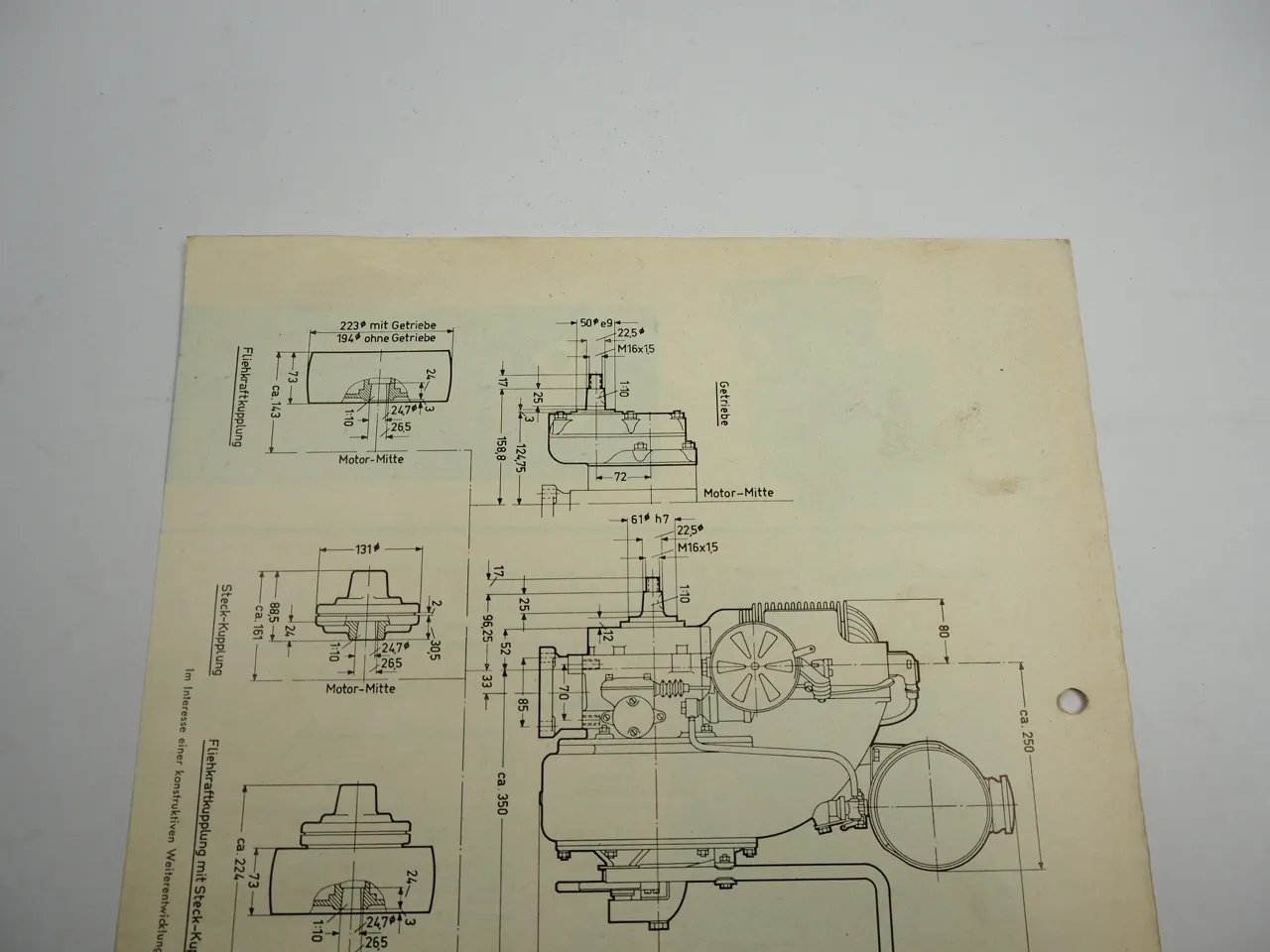 Sachs Stamo 400 F S G Motor 10 PS Typenblatt Technische Daten Maße 1966
