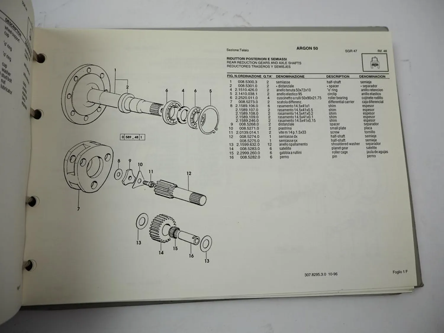 Same Argon 50 60 70 Traktor Spare Parts Catalogue Catalogo ricambi 1996