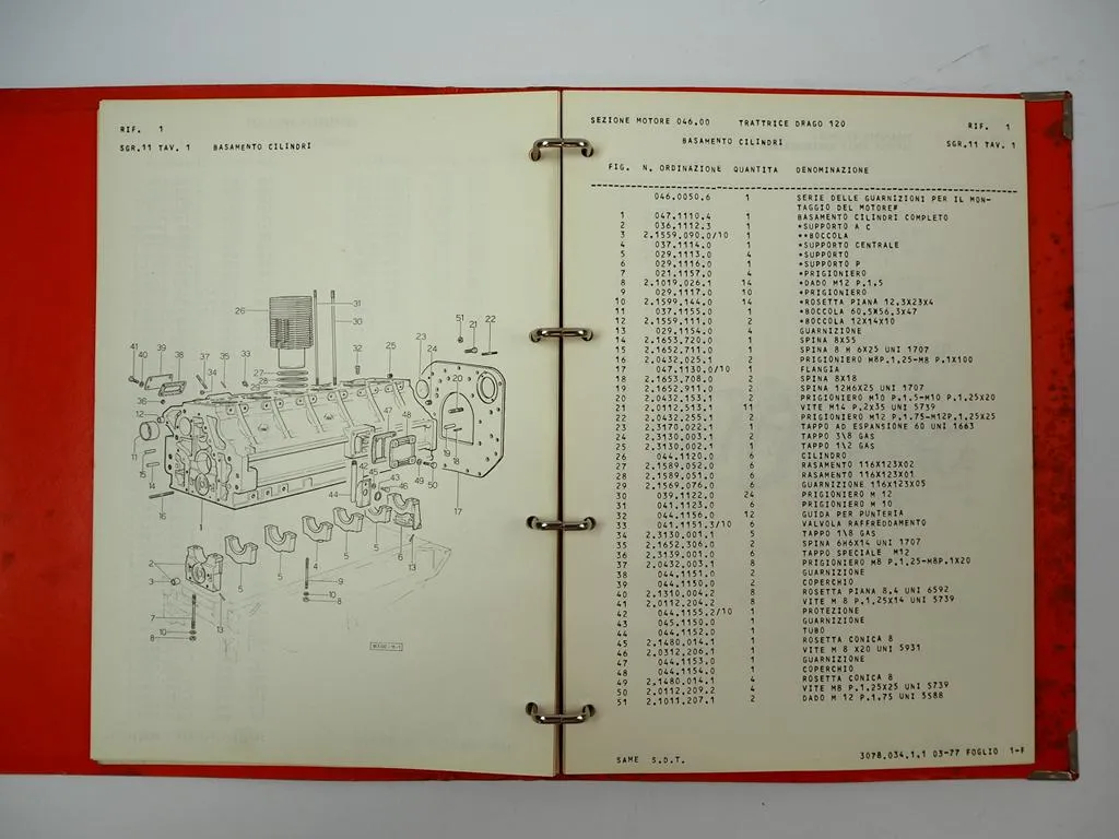 Same Drago 120 Traktor Ersatzteilliste Catalogo parti di ricambio 1977