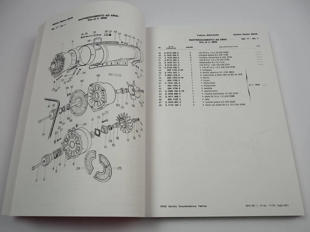 Same minitauro Schlepper Ersatzteilkatalog Ersatzteilliste Spare parts Pieces de rechange