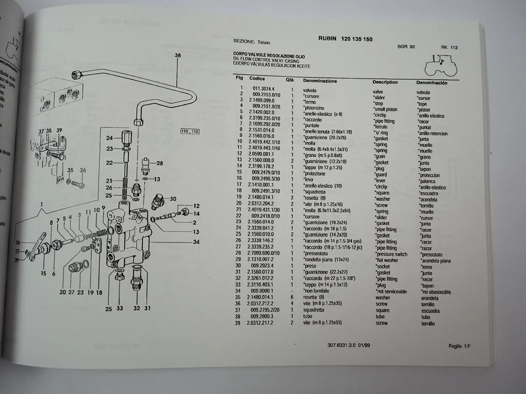 Same Rubin 120 135 150 Traktor Ersatzteilliste Catalogo parti di ricambio Spare Parts List