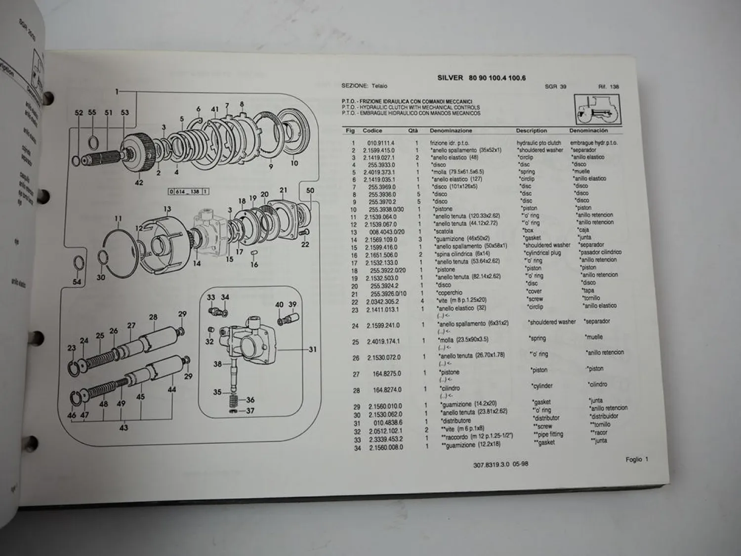 Same Silver 80 90 100.4 100.6 Traktor Parts Catalogue Catalogo ricambi 1998