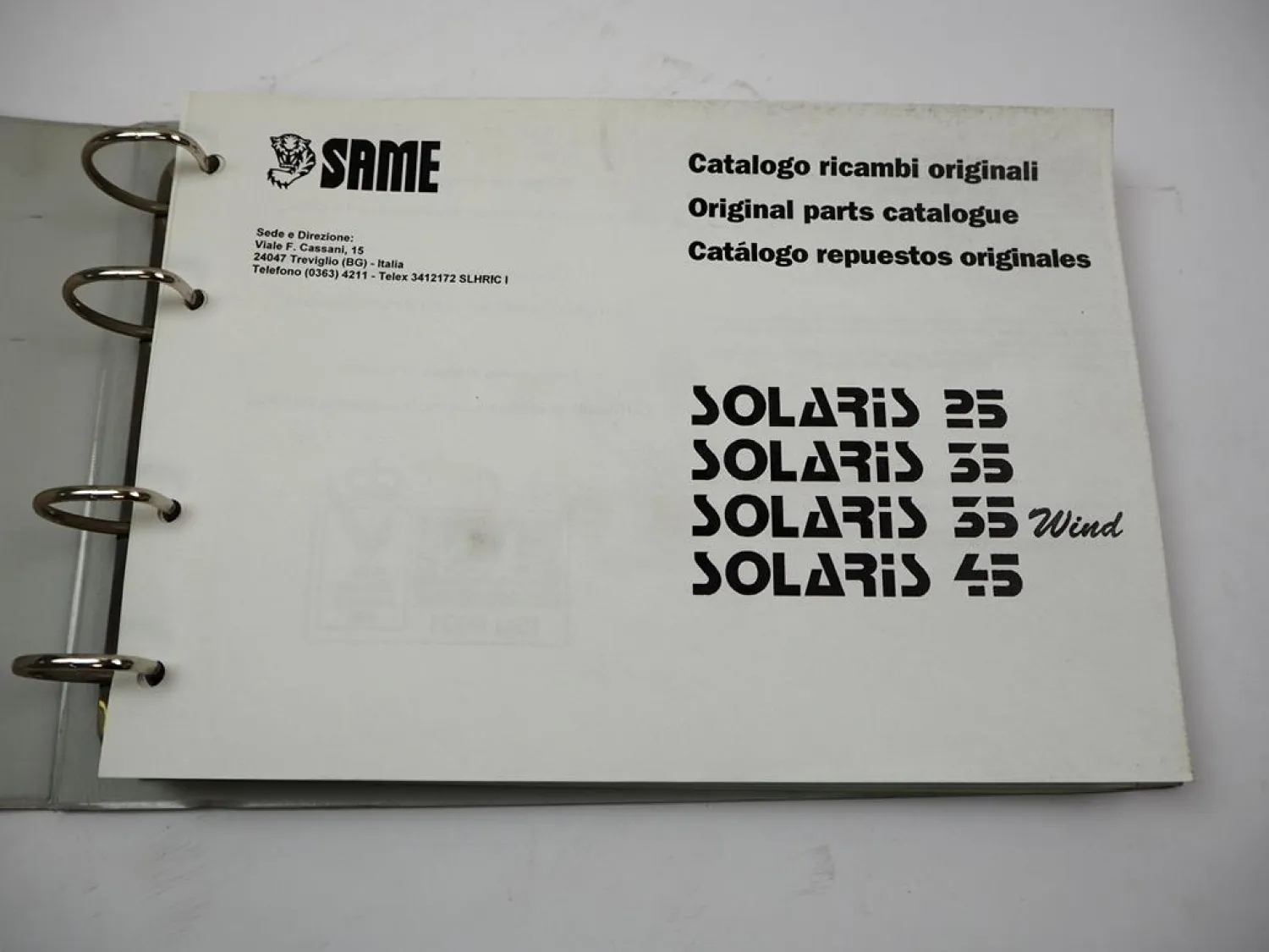 Same Solaris 25 35 45 Traktor Spare Parts Catalogue Catalogo ricambi 1996