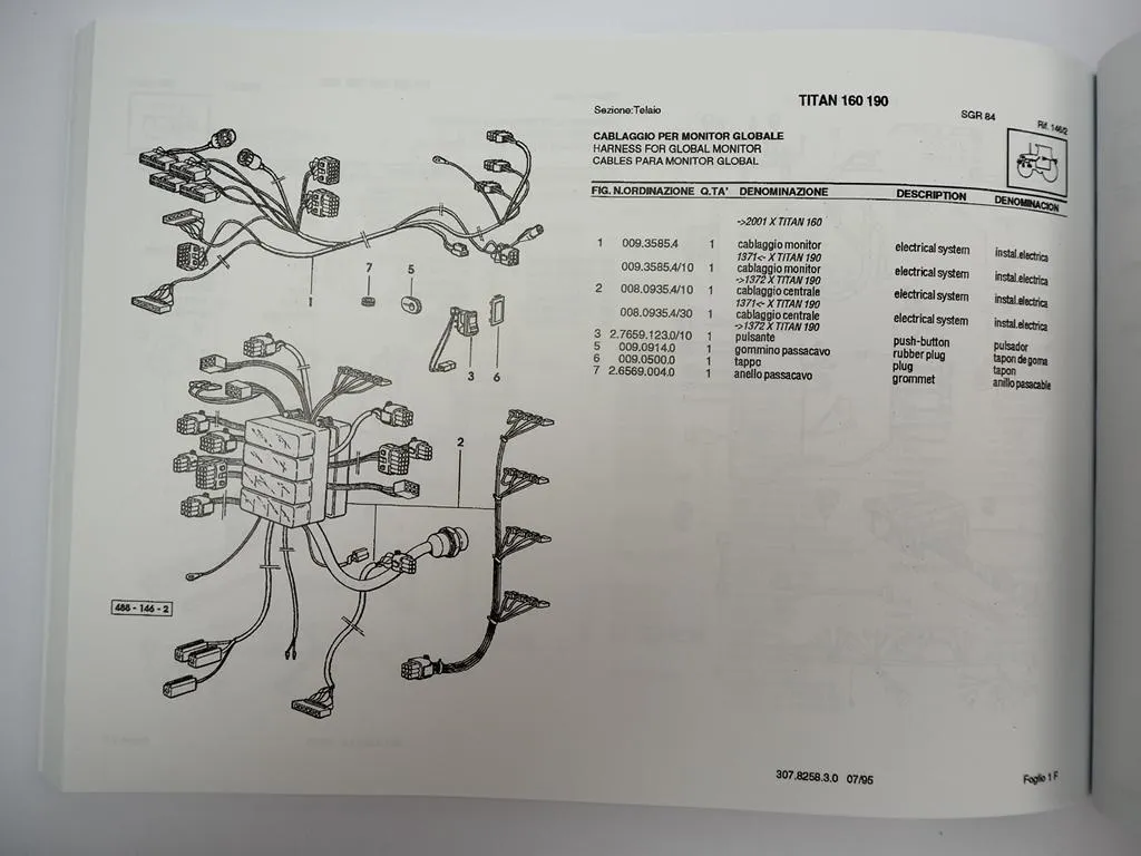 Same Titan 145 160 190 Traktor Ersatzteilliste Catalogo parti di ricambio Spare Parts List 1995