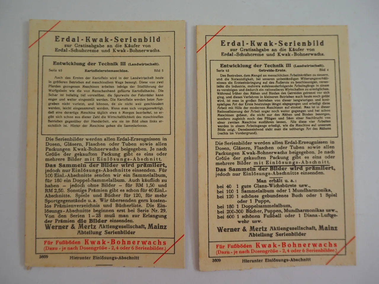Sammelbilder Erdal Marke Rotfrosch Kwak Serie 65 Landmaschinen