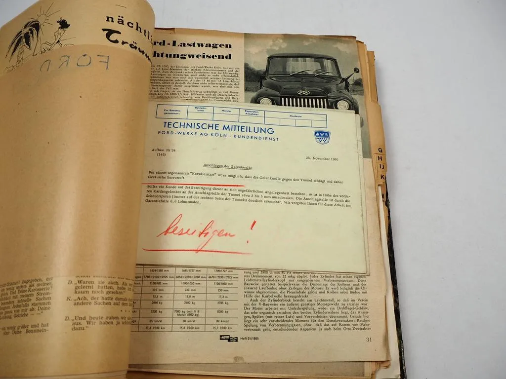 Sammelmappe Kraftfahrzeuge A-Z Sonderberichte Prospekte Lehrbuch uvm. 1950/60er J.