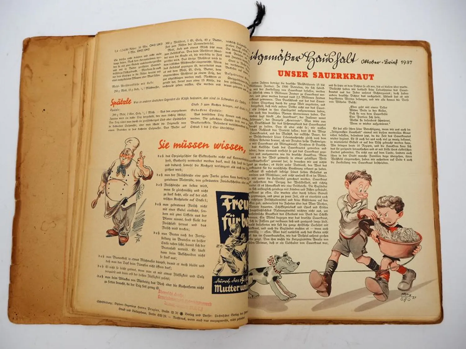 Sammelmappe mit Informationsblättern Zeitgemäßer Haushalt 1936 bis 1939 unvollständig