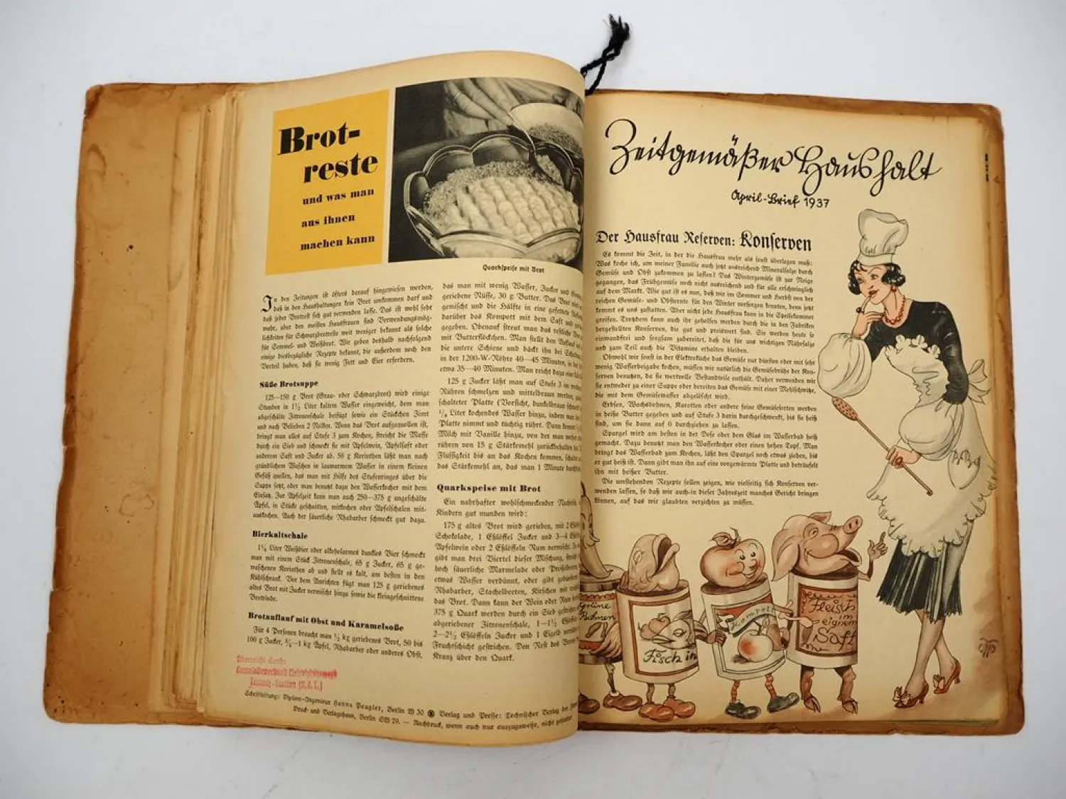 Sammelmappe mit Informationsblättern Zeitgemäßer Haushalt 1936 bis 1939 unvollständig