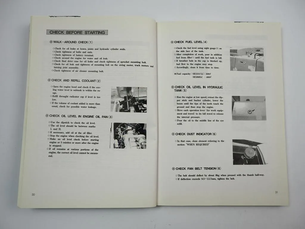 Samsung SE210 SE280 LC Bagger Hydraulic Excavator Service Training 1991