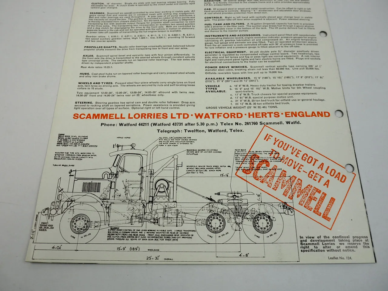 Scammell Constructor 6x6 truck tractor brochure ca 1965