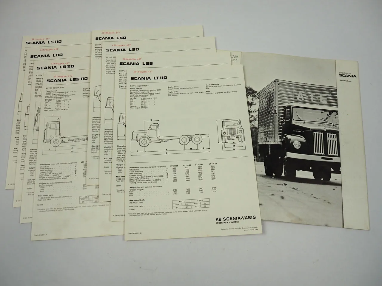 Scania Vabis L 50 80 85 LS LT LB LBS 110 LKW Prospekt Brochure 1968 englisch