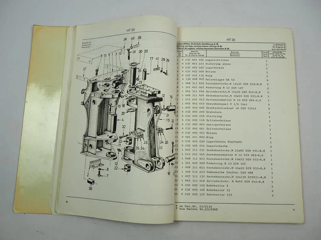 Schaeff HT 20 A-B Hydraulik Anbaubagger Betriebsanleitung Ersatzteilliste 1973