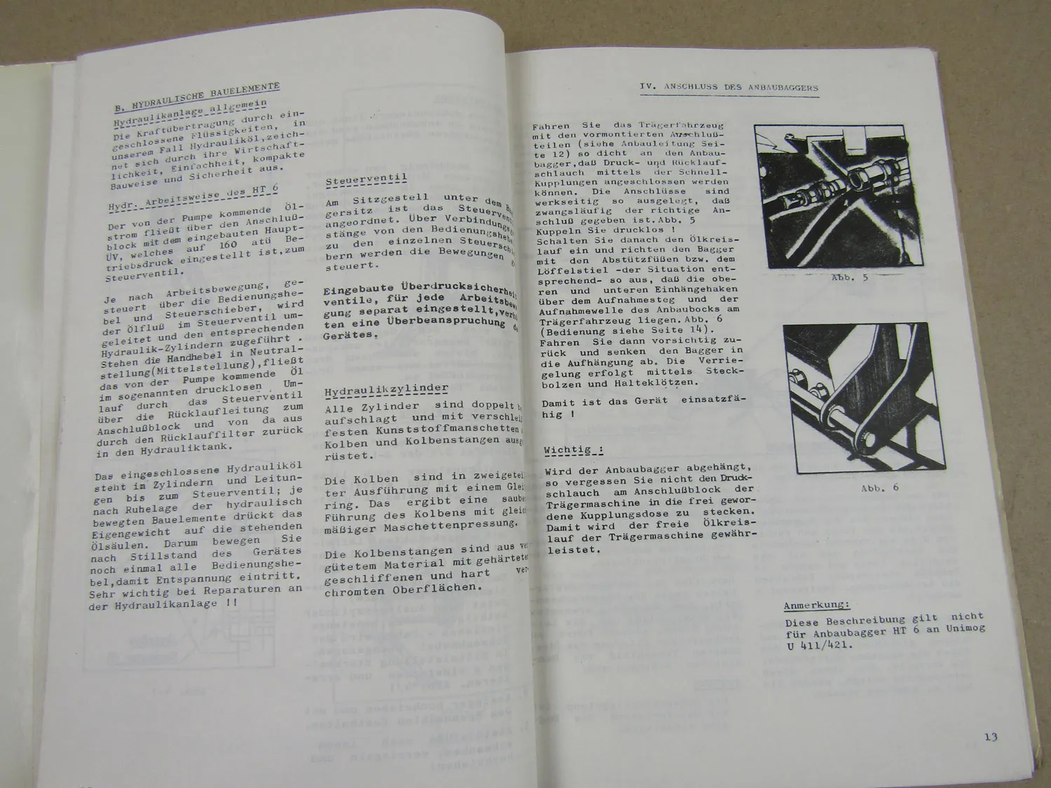 Schaeff HT6 Hydraulik-Anbaubagger Bedienungsanleitung Ersatzteilliste 1/1975