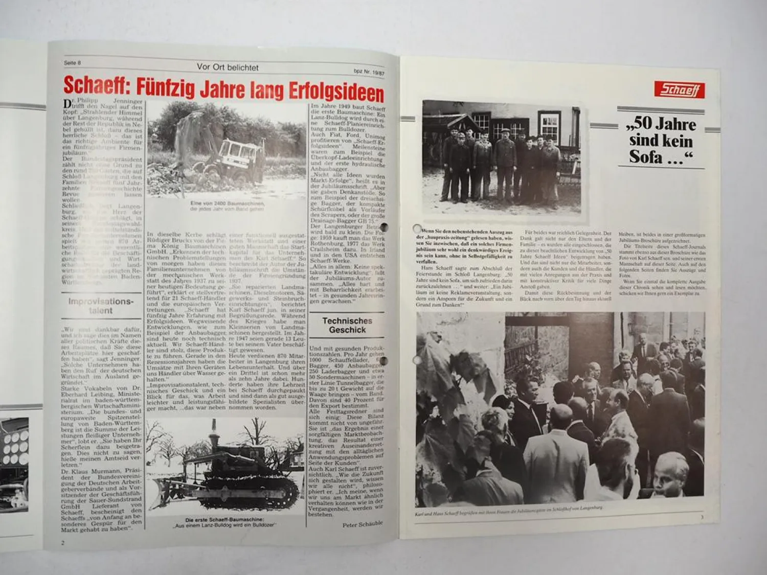 Schaeff Journal 1987 Firmenzeitschrift Firmengeschichte Gesamtprogramm Prospekt