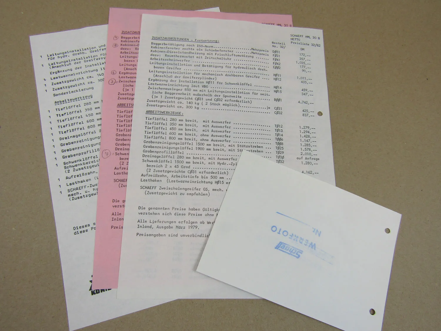 Schaeff SHML 30 B Compact Mobilbagger Preisliste und Werksfoto 80er Jahre