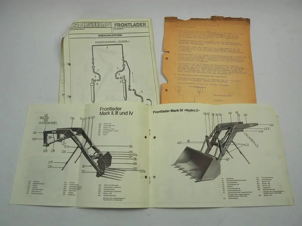 Schäffer Frontlader Mark für Güldner G 30 35 40 Anbauanleitung Ersatzteilliste
