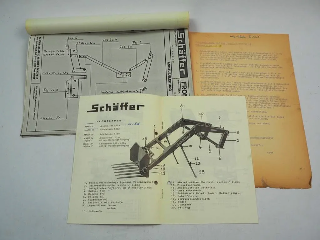 Schäffer Frontlader Mark II III für Güldner G30 - G50 Anbauanleitung ETL 1970er J.