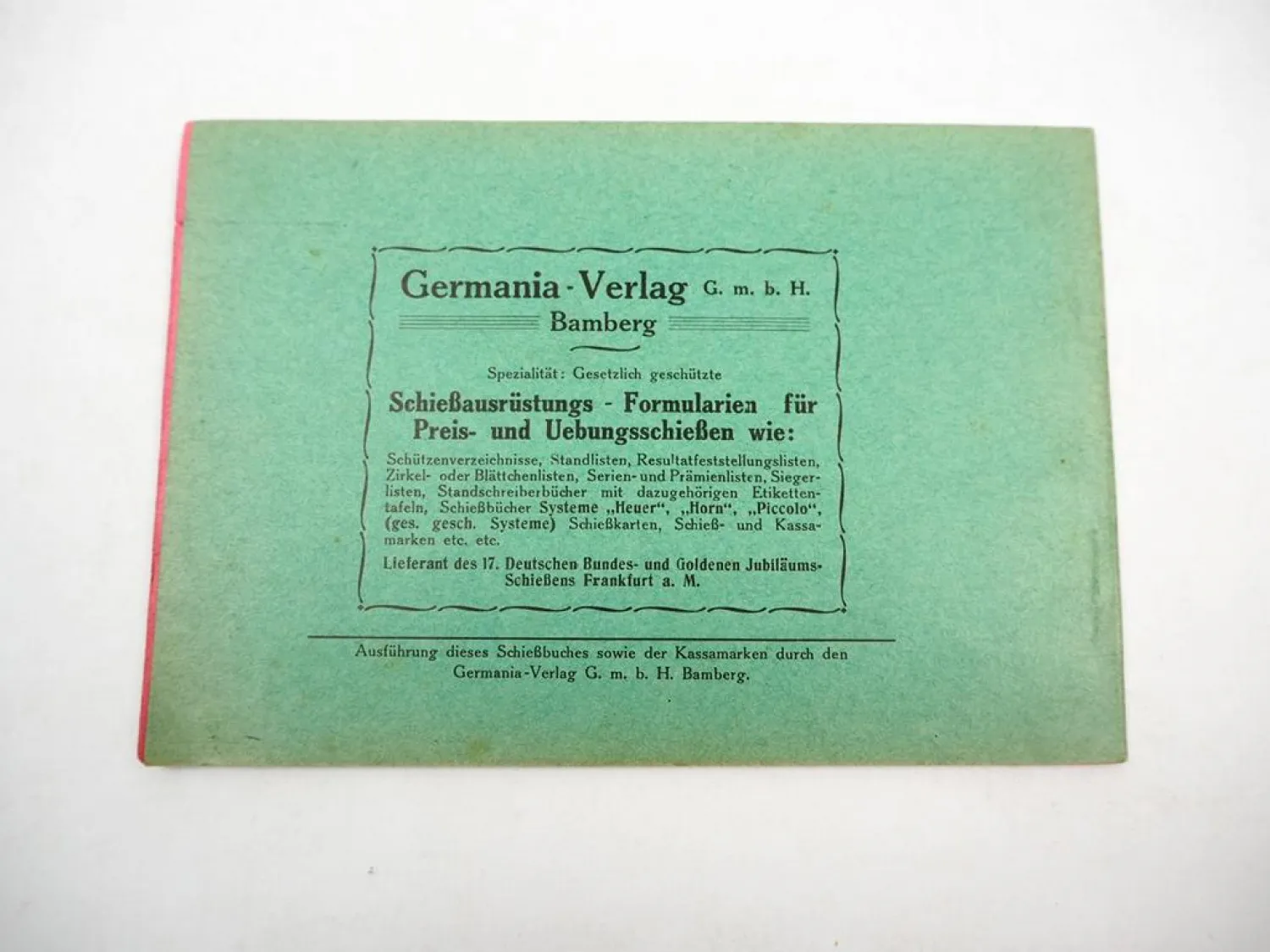 Schiessbuch blanko 450jähriges Jubiläumsschiessen Schützenverein Oberursel 1914