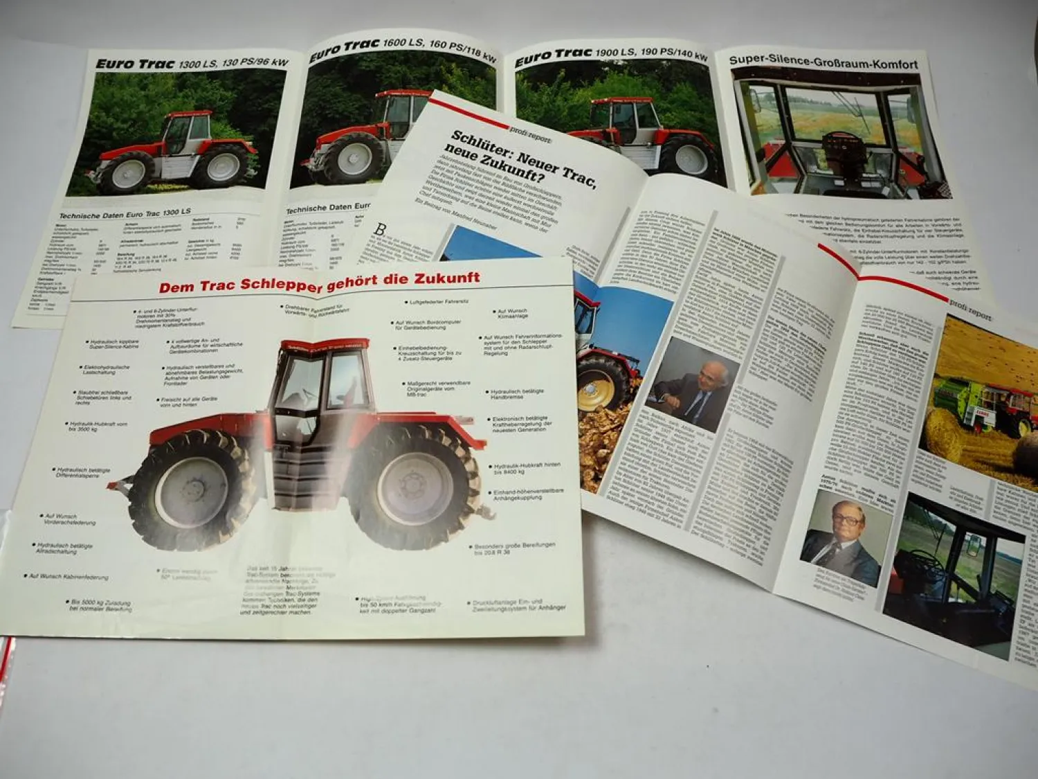 Schlüter Trac / Euro trac 1300 1600 1900 LS - 3 Prospekte & 1 Profi Stand 1990