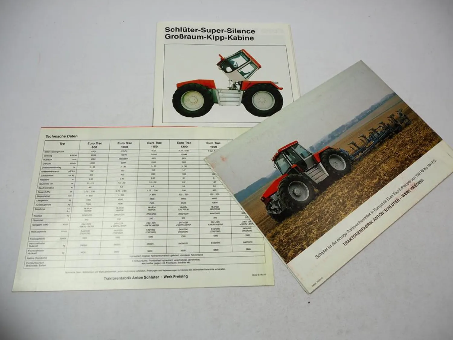 Schlüter Trac / Euro trac 1300 1600 1900 LS - 3 Prospekte & 1 Profi Stand 1990