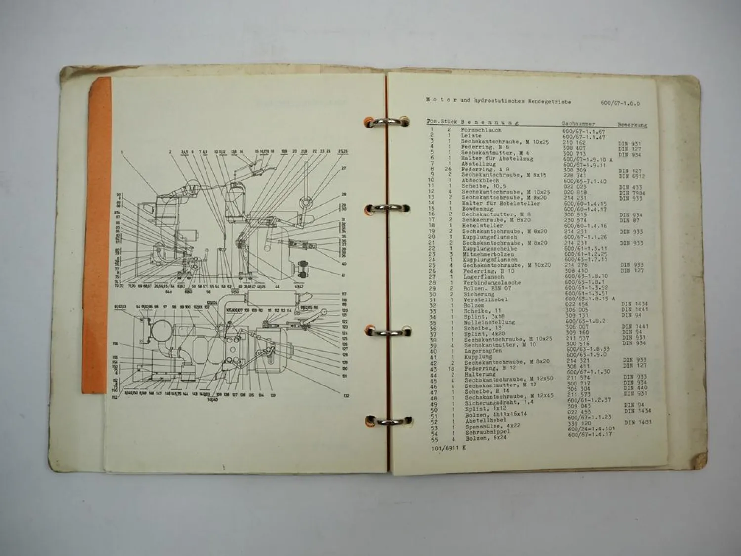 Schmiedag K301H Raupe Betriebsanleitung Wartung Ersatzteilliste 1968