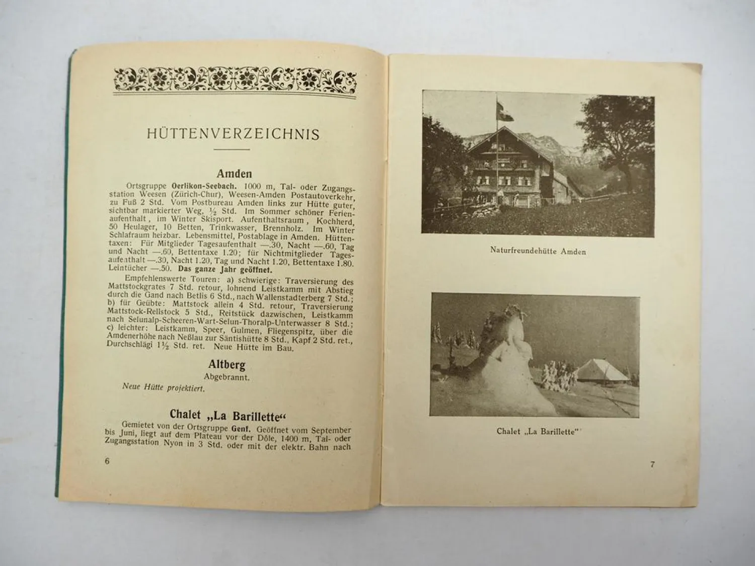 Schutzhütten und Ferienheime des Touristenvereins Die Naturfreunde Schweiz 1924