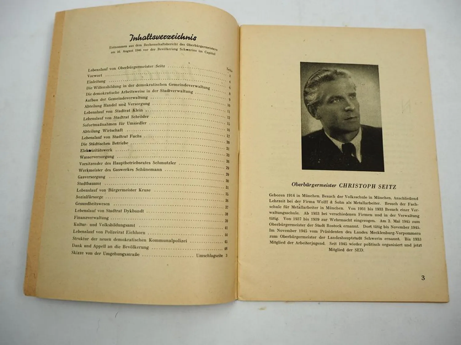 Schwerin Bericht über den demokratischen Aufbau der Landeshauptstadt 1946 DDR