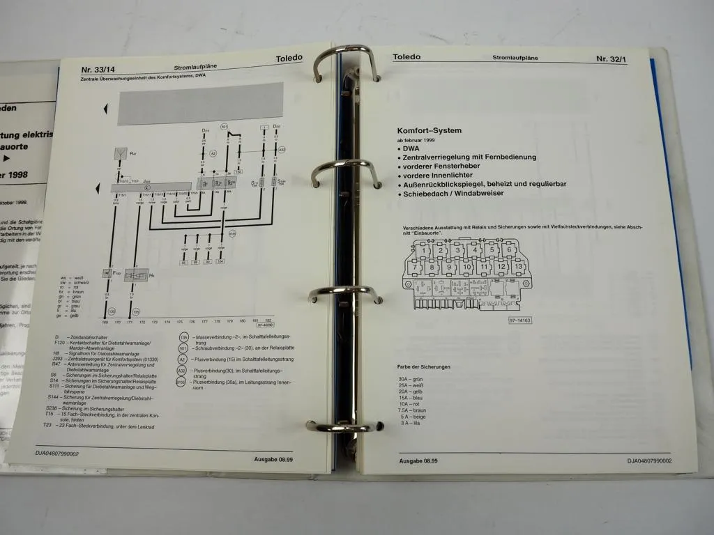 Seat Toledo II 1M Leon 2000 2001 Elektrik Stromlaufpläne Schaltpläne Fehlersuche