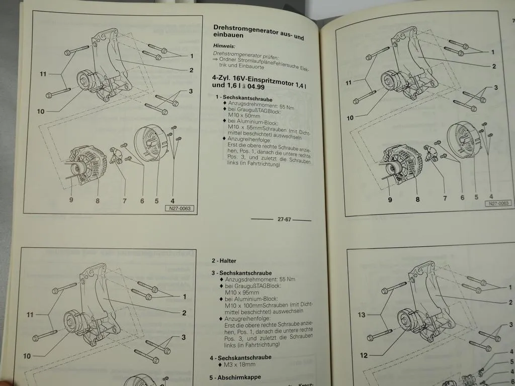 Seat Toledo II 1M Leon Reparaturanleitung Elektrik Karosserie Bremse Klimaanlage