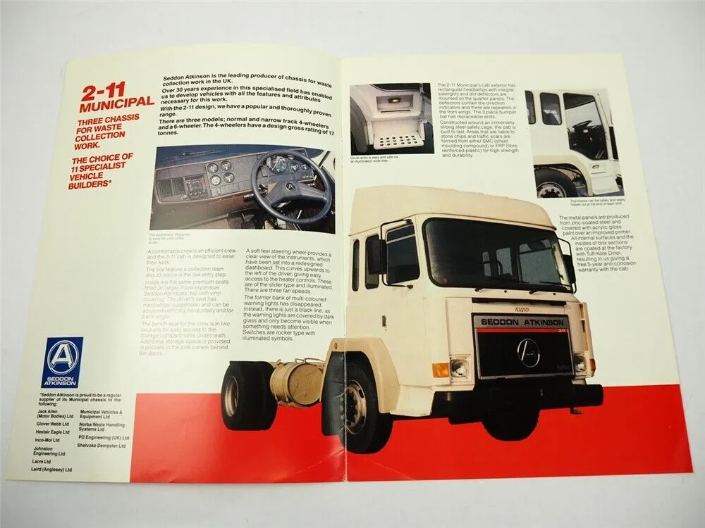 Seddon Atkinson 2-11 Truck Municipal Range Prospekt Brochure 1988