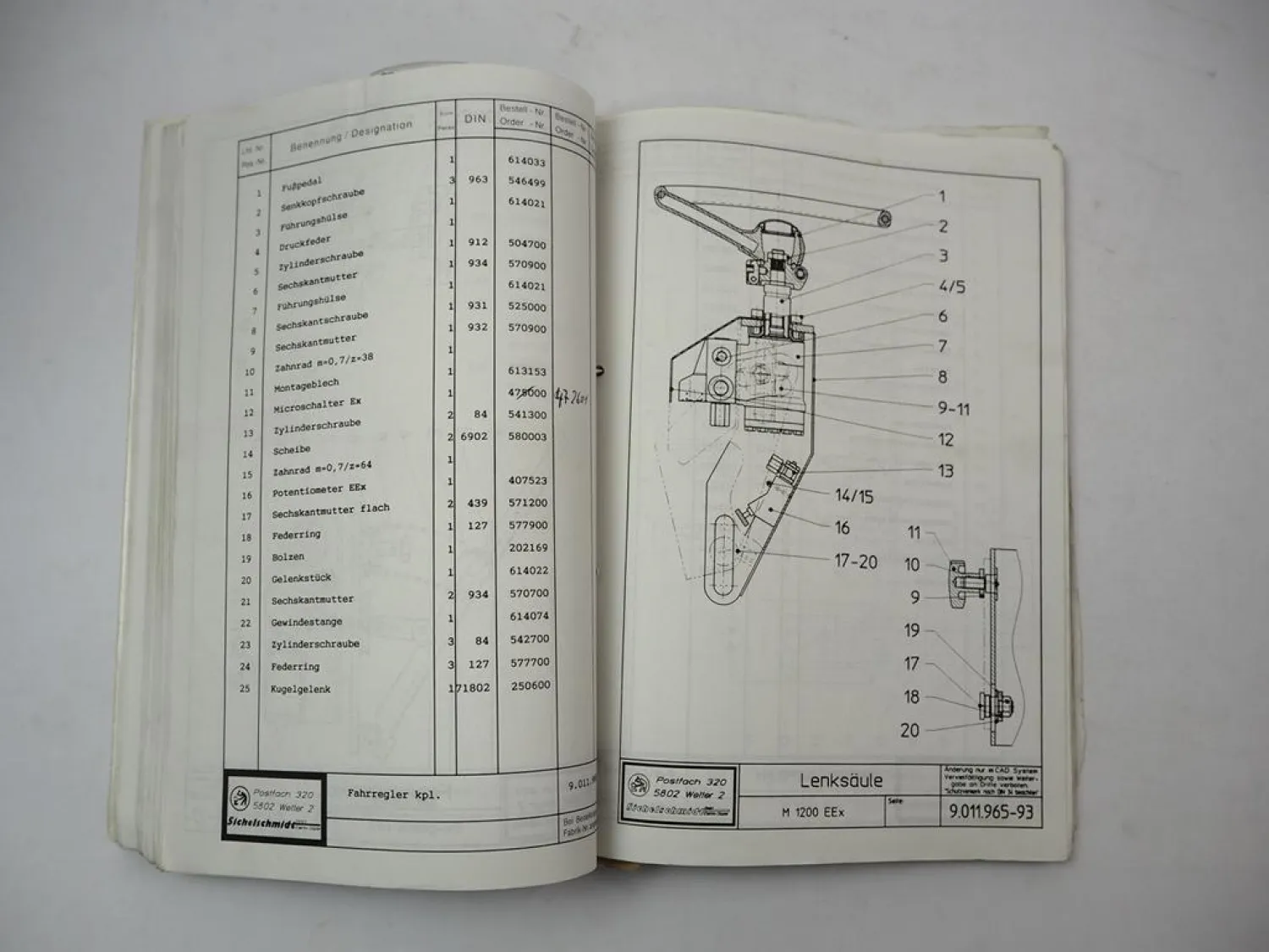 Sichelschmidt M1200 EEx Elektro Gabelstapler Betriebsanleitung Ersatzteilliste