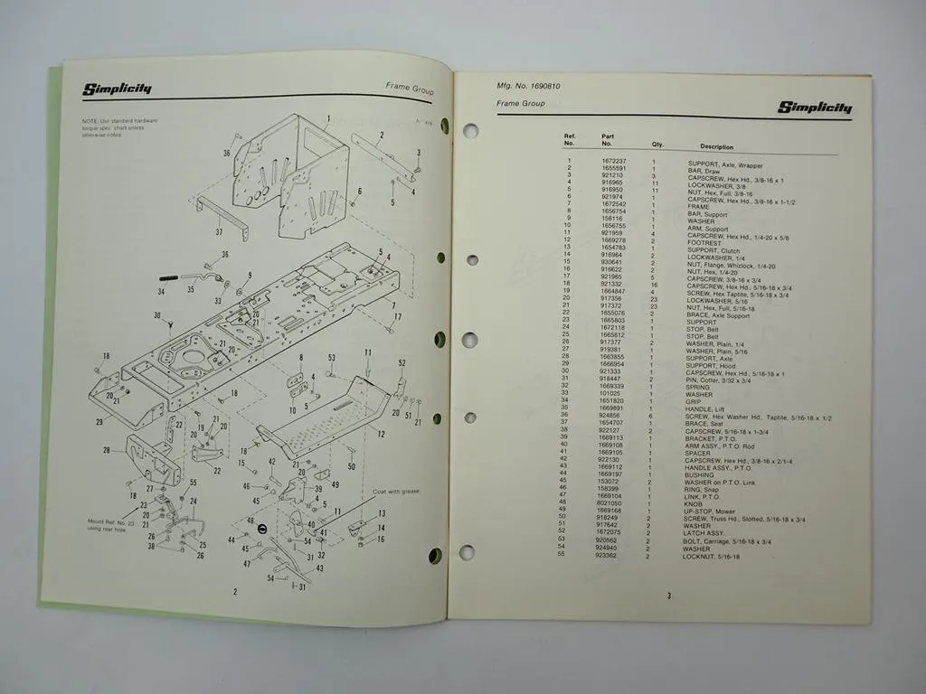 Simplicity 5216 Series Garden Tractor Ersatzteilliste Parts List 1983