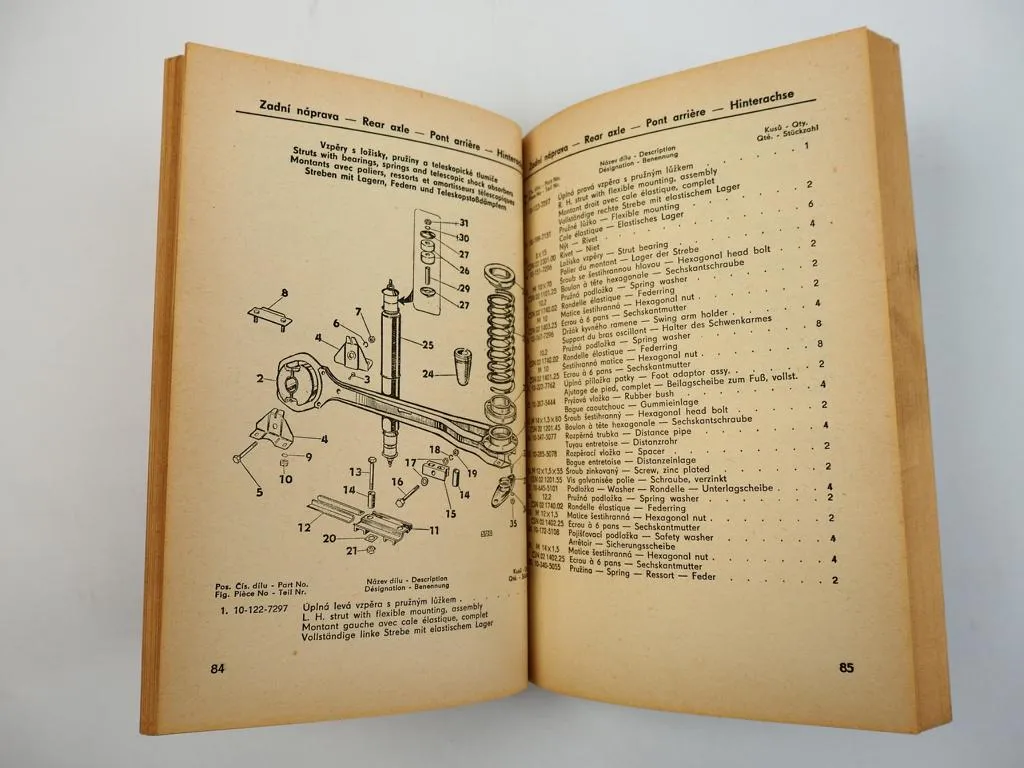 Skoda 1000MB 1000 MB Airable PKW Ersatzteilkatalog Spare Parts List 1964