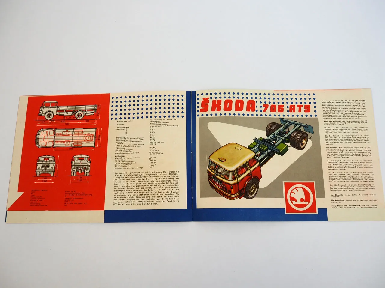 Skoda 706 RT RTS LKW Fahrgestell Prospekt ca 1960er
