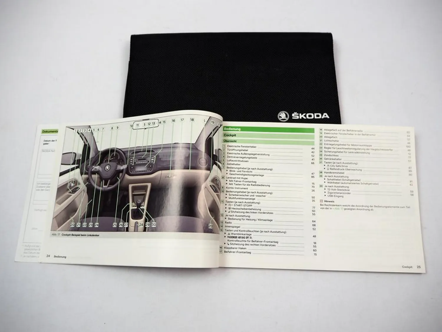 Skoda Citigo NF1 Betriebsanleitung Bedienungsanleitung 11/ 2017 Bordmappe