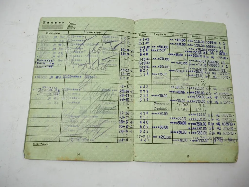 Sparbuch Elbing Ostpreussen Polen 1937 Lessingstr. 18 Ausgleichsgutschrift 1954