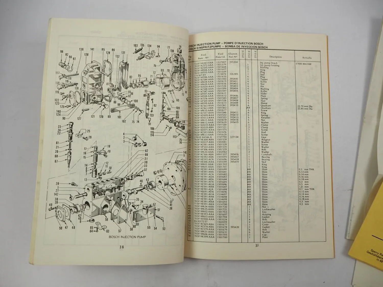 Sperry New Holland 1530 Mähdrescher Betriebserlaubnis Ford Motor Ersatzteilliste