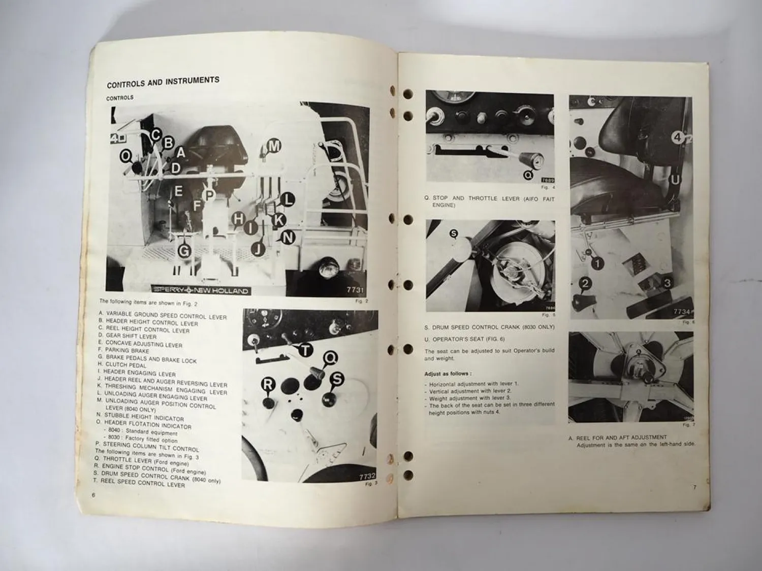 Sperry New Holland 8030 8040 Combine Operators Manual ca. 1980