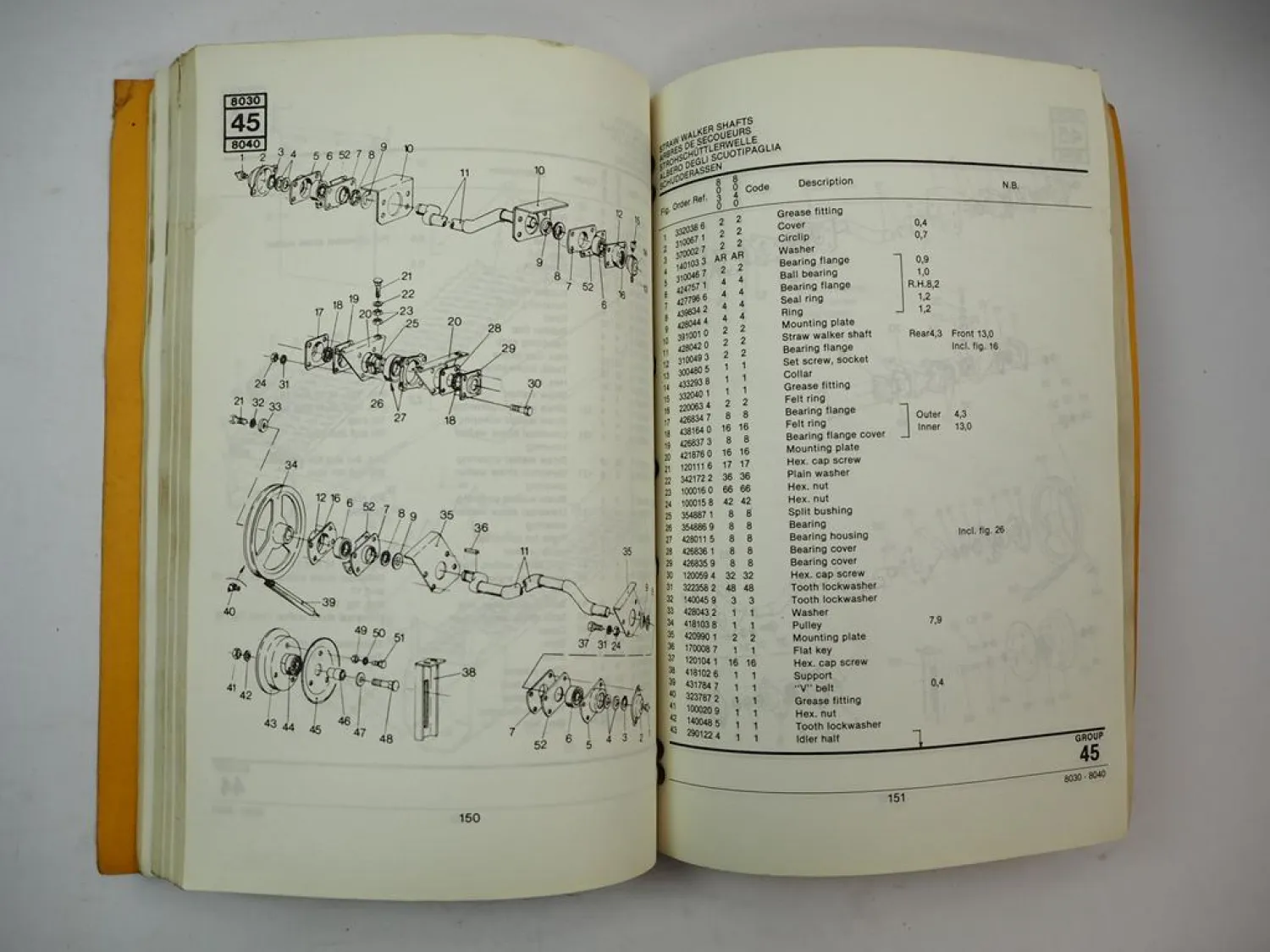 Sperry New Holland 8030 8040 Mähdrescher Betriebsanleitung Ersatzteilliste 1976
