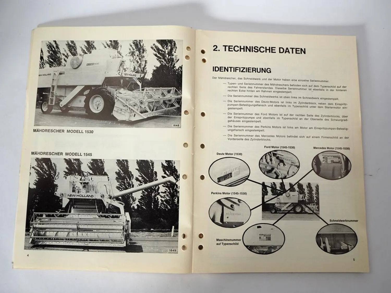 Sperry New Holland Clayson 1530 1545 Mähdrescher Betriebsanleitung ca. 1976